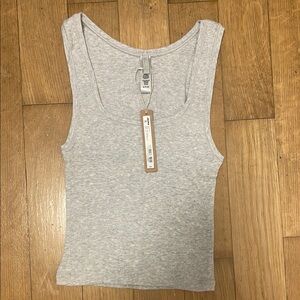 SKIMS Gray Ribbed Sleeveless Tank Top